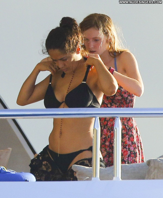 Salma Hayek No Source Beautiful Posing Hot Babe Bikini Celebrity Yacht