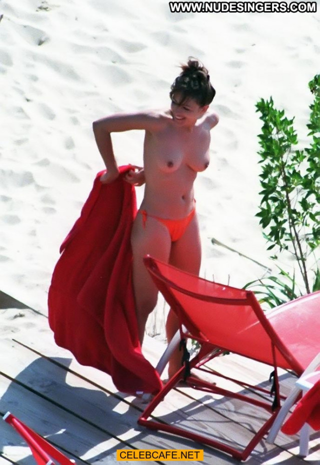 Elizabeth Hurley Paparazzi Shots Topless Beach Celebrity Posing Hot