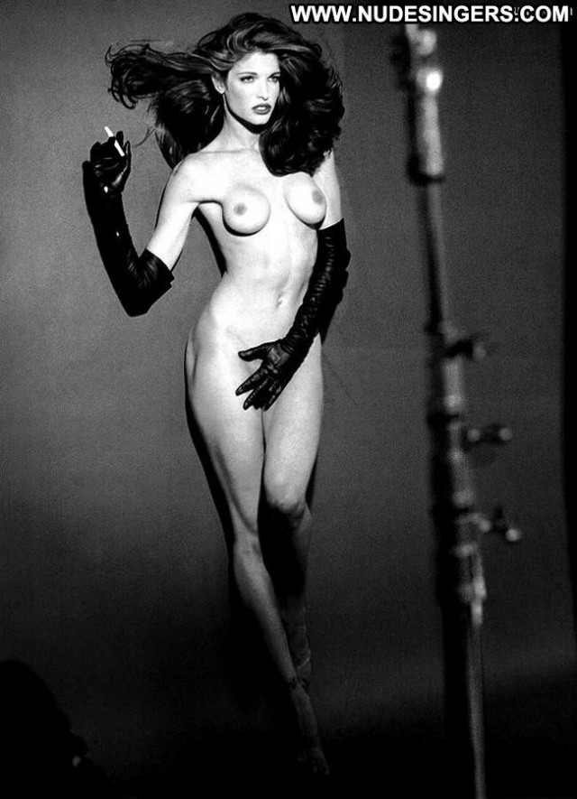 Stephanie Seymour Black And White Topless Nude Celebrity Posing Hot