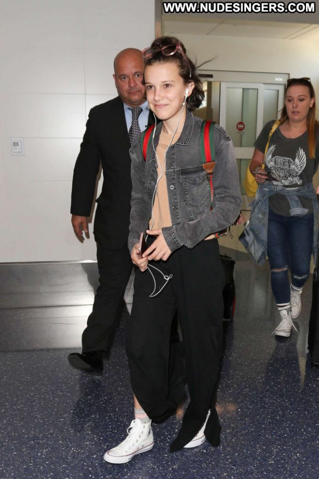 Millie Bobby Brown Lax Airport  Beautiful Babe Angel Celebrity Posing