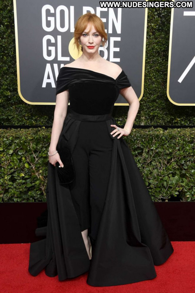 Christina Hendricks Golden Globe Awards Beautiful Posing Hot Awards