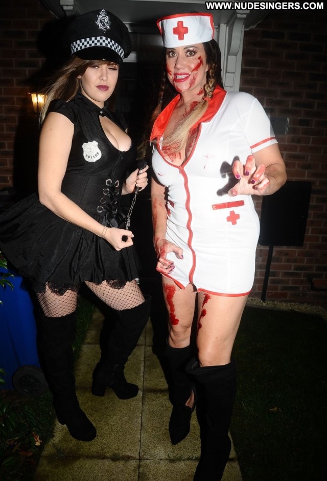 Lisa Appleton Halloween Party Topless Babe Toples Nurse Bus Posing